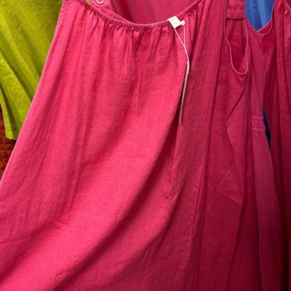 EILEEN FISHER Organic Linen Mid Cami Dress Sundress Sz Medium Geranium Pink NWT - Picture 7 of 9